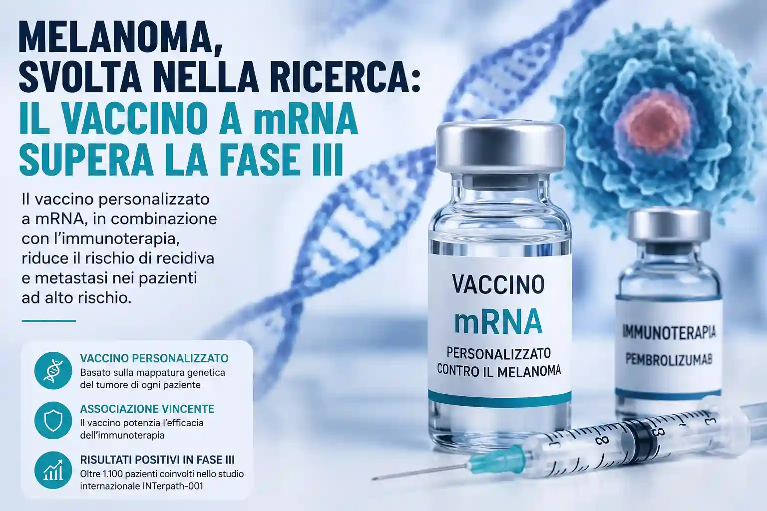Melanoma, svolta nella ricerca: il vaccino personalizzato a mRNA supera la prova della fase III